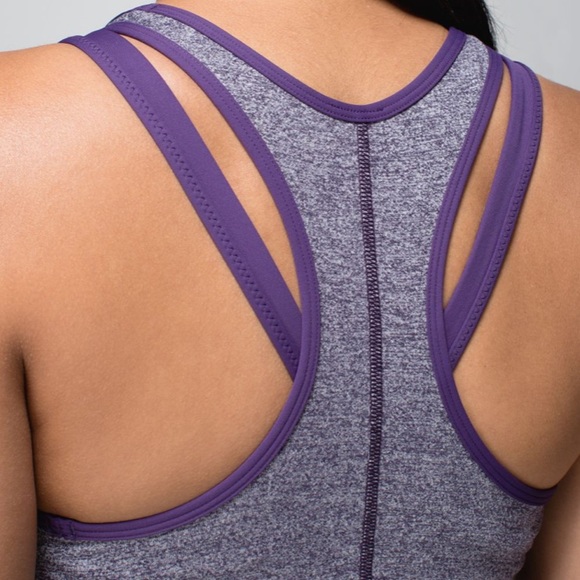 LULULEMON INSPIRATION TANK TOP HEATHERED BLACK GRAPE GOING GRAPE 6 ACTIVE - Picture 3 of 9